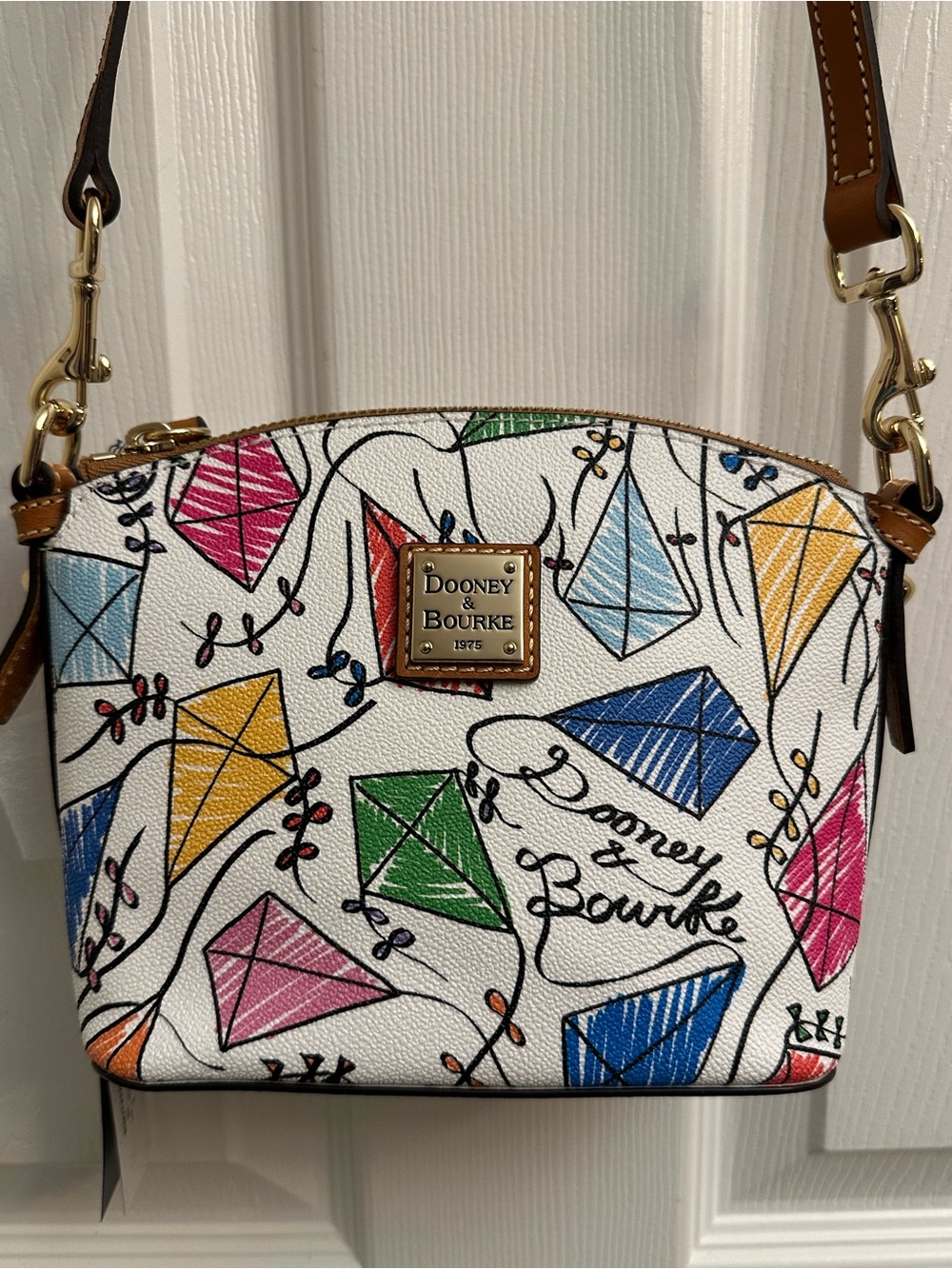 Dooney & Bourke White Multicolor Kite Print Crossbody Bag